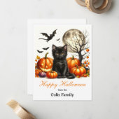 ハロウィンの猫のかぼちゃのイラスト オーダーメイド  ノートカード (正面/裏面インサイチュ)