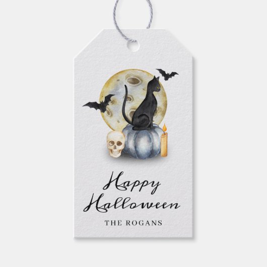 ハロウィンの猫のかぼちゃ ギフトタグ (正面)