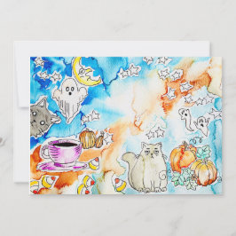 ハロウィンの猫のアート シーズンカード