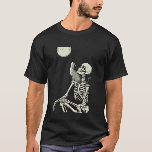 ハロウィンの猫のスケルトン Tシャツ (正面)