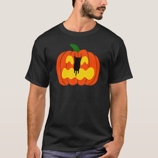 ハロウィンの猫の引っかきジャック・オ・ランタン・パンプキン Tシャツ (正面)