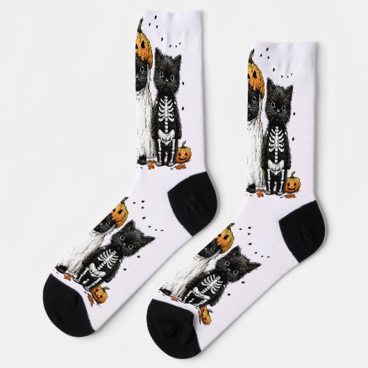 ハロウィンの猫3匹 ソックス (左)