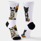 ハロウィンの猫3匹 ソックス (傾斜あり)