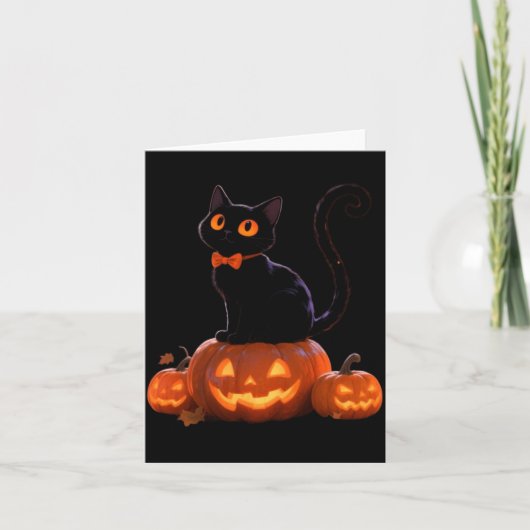 ハロウィンの猫 かぼちゃ 黒猫 パフォーマンス カード (正面)