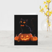 ハロウィンの猫 かぼちゃ 黒猫 パフォーマンス カード (黄色い花)