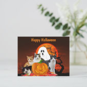 ハロウィンの猫:墓場と幽霊 / ネコ好きのためのグッズ ポストカード (スタンド正面)