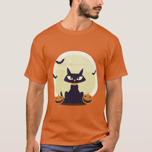 ハロウィンの猫 Tシャツ (正面)