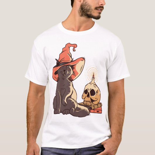 ハロウィンの猫 Tシャツ (正面)