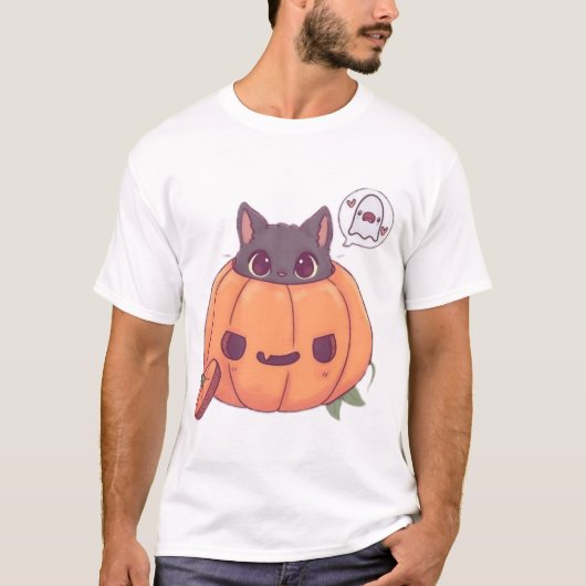 ハロウィンの猫 Tシャツ (正面)