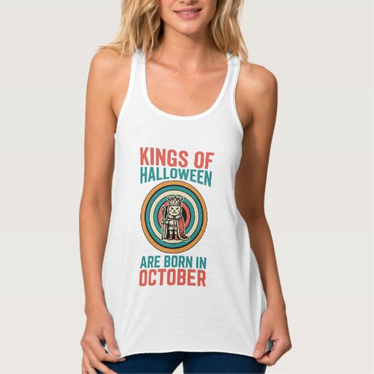ハロウィンの王様 10月 誕生日 ヴィンテージTシャツ_ タンクトップ (正面)
