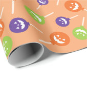 ハロウィンの甘いカラフル棒つきキャンデーシームレス不気味 ラッピングペーパー (ロールコーナー)