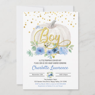 ハロウィンの男の子ベビーシャワーブルー招待状