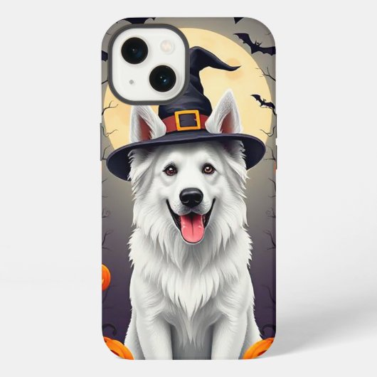 ハロウィンの白い犬 iPhoneケース (裏面)