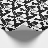 ハロウィンの白黒スカル ラッピングペーパー (角)