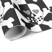 ハロウィンの白黒スカル ラッピングペーパー (ロールコーナー)