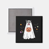ハロウィンの白黒ボーダーコリーのブー マグネット (正面/裏面)