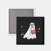 ハロウィンの白黒ボーダーコリー Boo 犬 マグネット (正面/裏面)