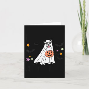 ハロウィンの白黒ボーダーコリー Boo Dog カード