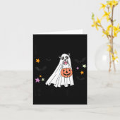 ハロウィンの白黒ボーダーコリー Boo Dog カード (黄色い花)