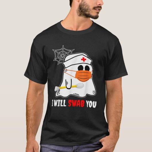 ハロウィンの看護師があなたを拭きます 面白い幽霊看護師 Tシャツ (正面)