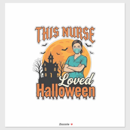 ハロウィンの看護師はハロウィンが大好き ビンテージ スプーキー_1 シール (シート)