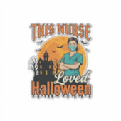 ハロウィンの看護師はハロウィンが大好き ビンテージ スプーキー_1 シール (正面)