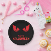 ハロウィンの真っ黒な怖い凝視赤い目 ペーパープレート (パーティー)