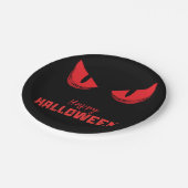 ハロウィンの真っ黒な怖い凝視赤い目 ペーパープレート (アングル)