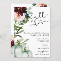 ハロウィンの秋の恋に落ちる ブライダルシャワーの招待状