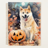 ハロウィンの秋田犬とかぼちゃの怖いデザイン プランナー手帳 (正面)