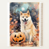 ハロウィンの秋田犬とかぼちゃの怖いデザイン プランナー手帳 (裏面)