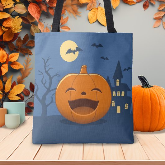 ハロウィンの笑うカボチャ トートバッグ