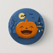 ハロウィンの笑うカボチャ 缶バッジ (正面)