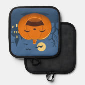 ハロウィンの笑うカボチャ 鍋敷き (正面/裏面)