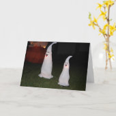 ハロウィンの笑う幽霊の喚き声Oの叫びカード写真 カード (黄色い花)