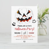 ハロウィンの簡単なジャック・オ・ランタンのかぼちゃの顔パーティー 招待状 (スタンド正面)