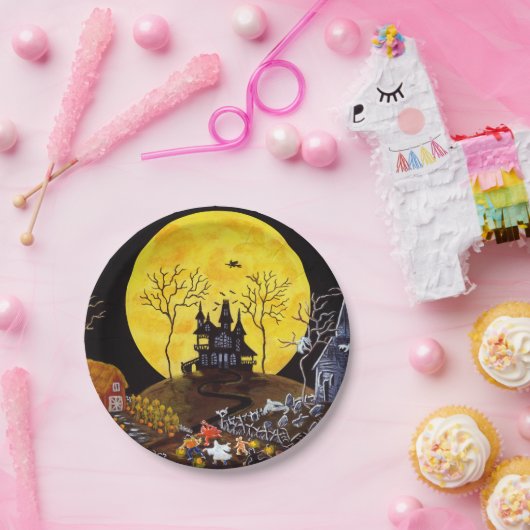 ハロウィンの紙のパーティーのプレート、幽霊のよく出るな村 ペーパープレート (パーティー)