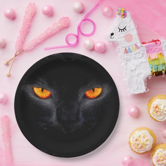 ハロウィンの紙皿か黒猫 ペーパープレート (パーティー)