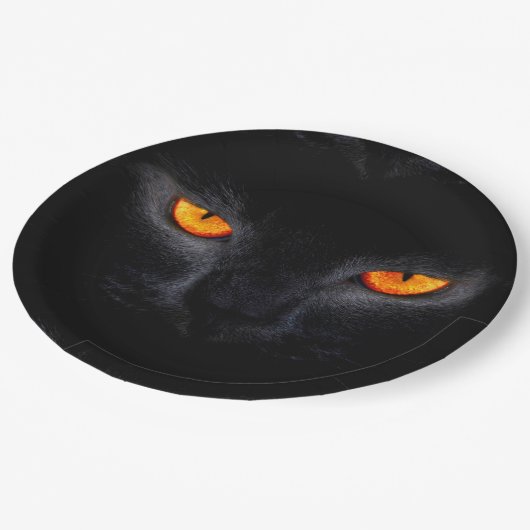 ハロウィンの紙皿か黒猫 ペーパープレート (アングル)