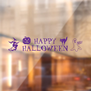 ハロウィンの紫のかわいいお化けの装飾 ウィンドウサイン