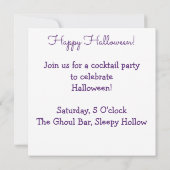 ハロウィンの紫のバット 招待状 (裏面)