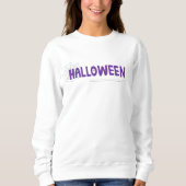 ハロウィンの紫の手書きレタリングとクモの巣 スウェットシャツ (正面)