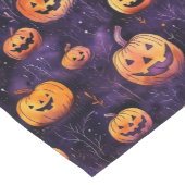 ハロウィンの紫色のかぼちゃの水彩画 スプーキーな秋 ショートテーブルランナー (コーナー)