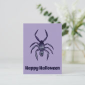 ハロウィンの紫色のクモの芸術 ポストカード (スタンド正面)