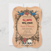 ハロウィンの結婚前お披露目パーティーの招待状。スカルデザイン 招待状 (正面)