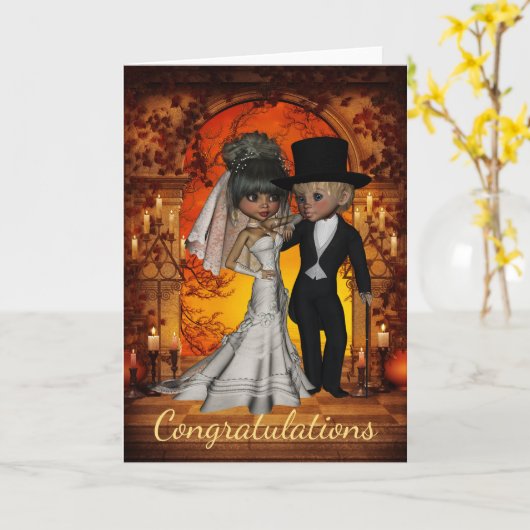 ハロウィンの結婚式のための結婚式のお祝い カード (黄色い花)