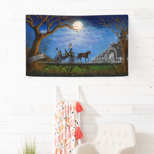 ハロウィンの結婚式の旗、魔法使いおよび魔法使い 横断幕 (インサイチュ)