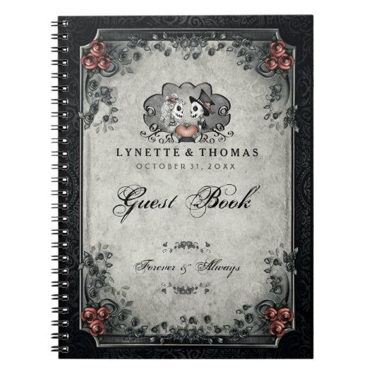 ハロウィンの結婚式の来客名簿の骨組及びハート ノートブック (正面)