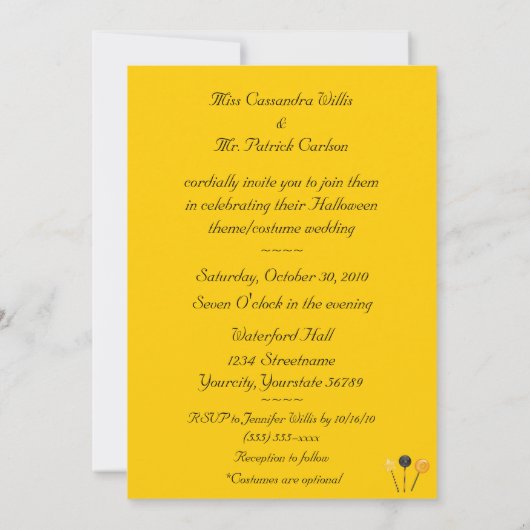 "ハロウィンの結婚式" - (ハロウィンキャンデー) 招待状 (裏面)