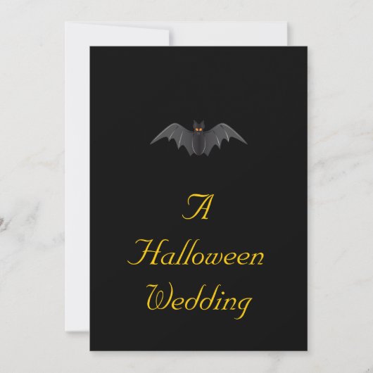 "ハロウィンの結婚式" - (飛行中のこうもり) 招待状 (正面)